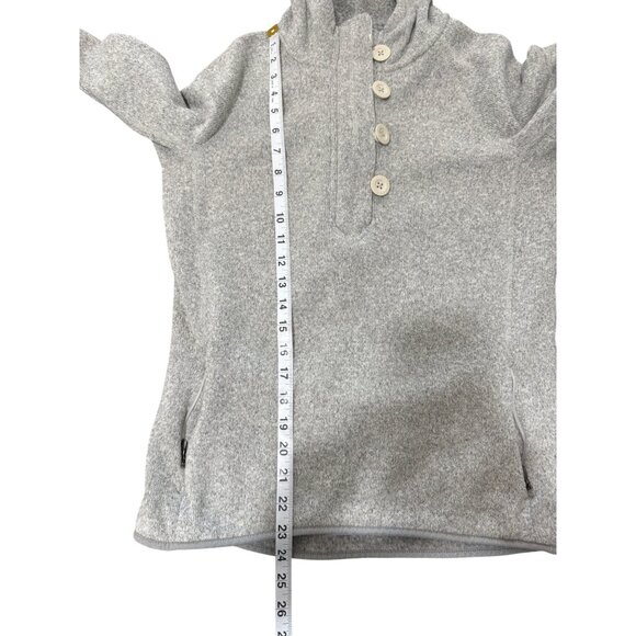 North Face Hoodie Sweater 1/4 Button Gray Pullover Crescent Sunrise Women Size M - Picture 5 of 7